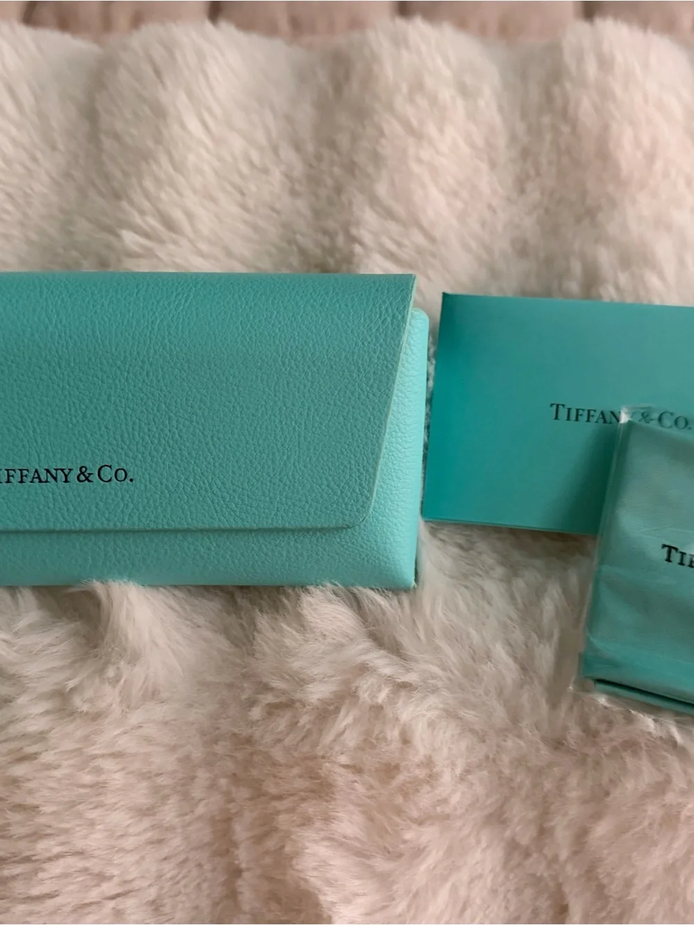 Tiffany & Co. accessory pouch for glasses or sunglasses. Comes with box.